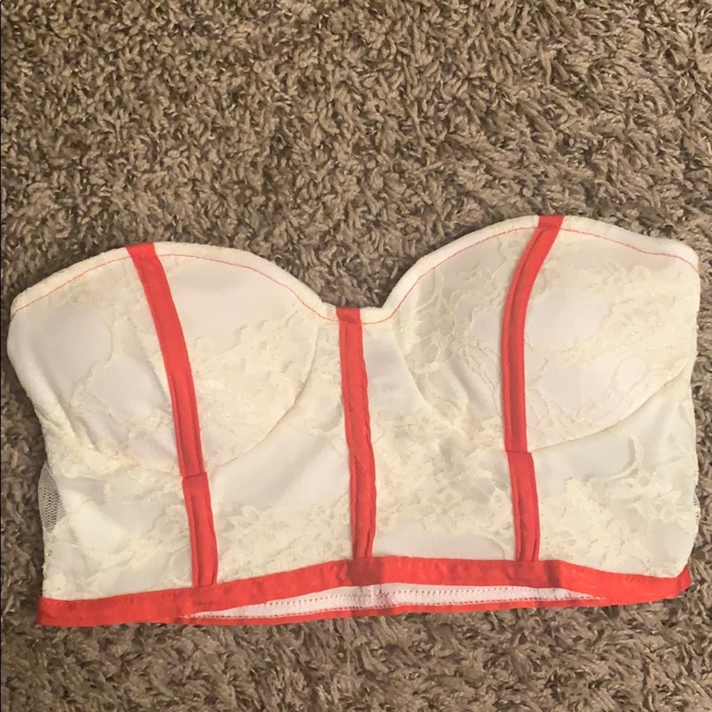 lace zip up bandeau top